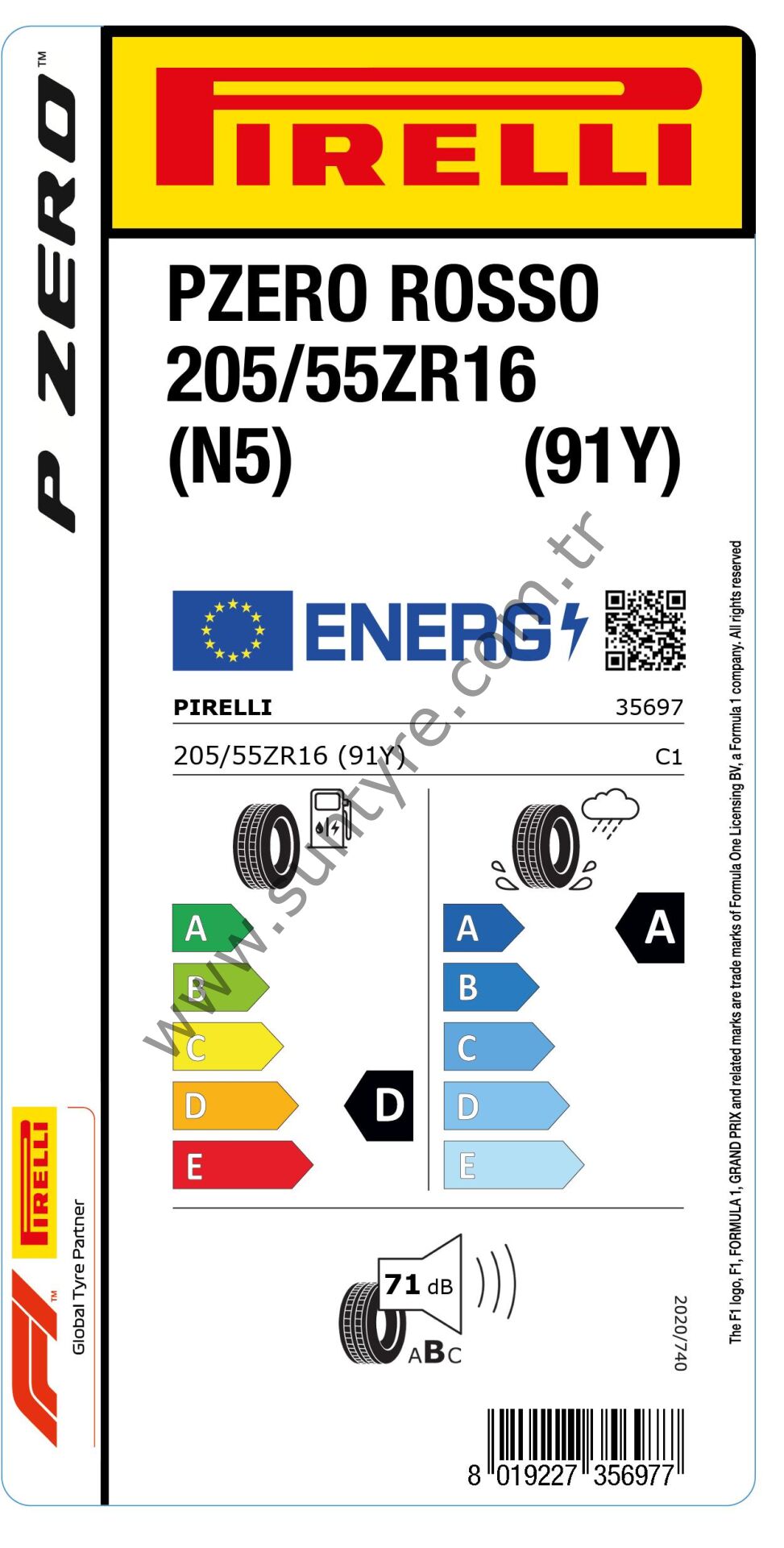 Pirelli 205/55R16 91Y N5 Pzero Rosso Asımmetrıco D-A-71 Yaz Oto Lastiği Üretim Tarihi 2024