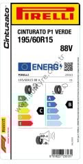 Pirelli 195/60R15 88V Cınturato P1 Verde C-B-69 Oto Lastiği Lastiği (Üretim Yılı: 2023)