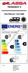 Lassa 195/75R16 C 110/108R Transway 3 C-B-69 Yaz Hafif Ticari Lastiği (Üretim Yılı: 2026)