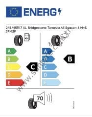 Bridgestone 245/45R17 99Y Xl Turanza All Season 6 C-B-70 4 Mevsim Oto Lastiği (Üretim Yılı: 2025)
