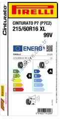 Pirelli 215/60R16 99V Xl Cınturato P7 P7C2 B-A-70 Lastiği (Üretim Yılı: 2023)
