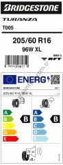 Bridgestone 205/60R16 96W Xl Rft T005 * B-B-70 Yaz Oto Lastiği (Üretim Yılı: 2024)