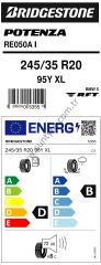 Bridgestone 245/35R20 95Y Xl Re050A Rft * D-B-72 Yaz Oto Lastiği (Üretim Yılı: 2024)