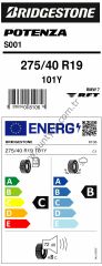 Bridgestone 275/40R19 101Y Rft S001 * C-B-72 Yaz Oto Lastiği (Üretim Yılı: 2023)