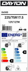 Dayton 225/75R17,5 129/127M D650D Otobüs-Kamyon Asfalt-Çeker Lastiği