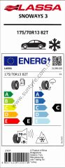 Lassa 175/70R13 82T Snoyways 3 E-C-70 Kış Oto Lastiği (Üretim Yılı: 2024)