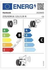 Hankook 235/65R16 C 121/119R Vontra Lt Ra18 B-C-69 Yaz Hafif Ticari Lastiği (Üretim Yılı: 2024)