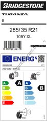 Bridgestone 285/35R21 105Y Xl Turanza 6 A-B-69 Yaz Suv Lastiği(Üretim Yılı: 2024)