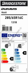 Bridgestone 285/65R16 C 131R Duravıs R660 D-B-70 Yaz Hafif Ticari Lastiği (Üretim Yılı: 2024)
