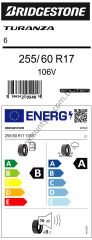 Bridgestone 255/60R17 106V Turanza 6 Enlıten B-A-70 Yaz Suv Lastiği (Üretim Yılı: 2024)