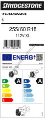Bridgestone 255/60R18 112V Xl Turanza 6 A-A-71 Yaz Suv Lastiği (Üretim Yılı: 2024)
