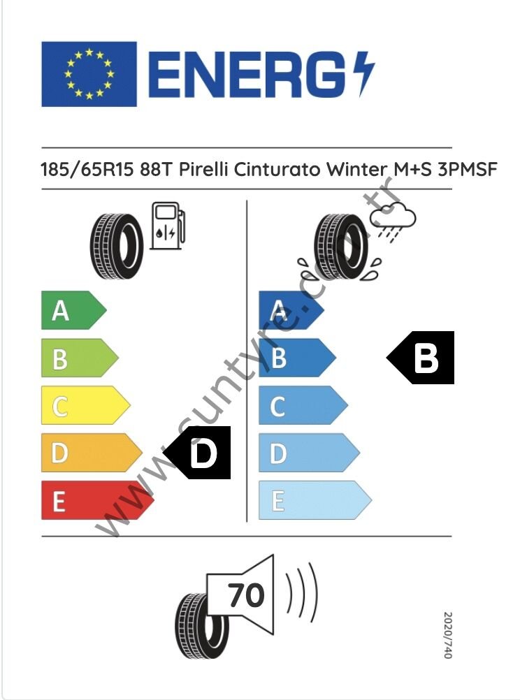 Pirelli 185/65R15 88T Wtcintpc01 Cinturato Winter D-B-70 Kış Oto Lastiği (Üretim Yılı: 2024)