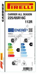 Pirelli 225/65R16 C 112R Carrıer All Season C-A-70 4 Mevsim Hafif Ticari Lastiği (Üretim Yılı: 2024)