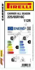 Pirelli 225/65R16 C 112R Carrıer All Season C-A-70 4 Mevsim Hafif Ticari Lastiği (Üretim Yılı: 2024)
