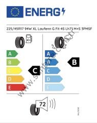 Laufenn 225/45R17 94W Xl Lh71 G Fit 4S C-B-72 4 Mevsim Oto Lastiği (Üretim Yılı: 2024)
