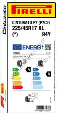 Pirelli 225/45R17 94Y Xl P7-Cnt * Cınturato P7 P7C2 A-B-70 Yaz Oto Lastiği (Üretim Yılı: 2024)