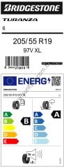Bridgestone 205/55R19 97V Xl Turanza 6 Enlıten B-A-70 Yaz Oto Lastiği (Üretim Yılı: 2024)