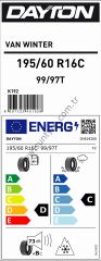 Dayton 195/60R16 C 99/97T Van Winter M+S D-C-73 Kış Hafif Ticari Lastiği (Üretim Yılı: 2024)