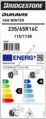 Bridgestone 235/65R16 C 115/113R Duravıs Van Wınter M+S C-A-72 Kış Hafif Ticari Lastiği (Üretim Yılı: 2024)