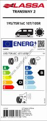 Lassa 195/75R16 C 8Pr 107/105R Transway 2 D-B-71 Yaz Hafif Ticari Lastiği (Üretim Yılı: 2025)