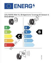 Bridgestone 225/45R19 96W Xl Turanza All Season 6 C-B-70 4 Mevsim Oto Lastiği (Üretim Yılı: 2024)