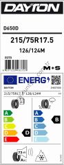 Dayton 215/75R17,5 126/124M D650D M+S  Otobüs-Kamyon Asfalt-Çeker Lastiği