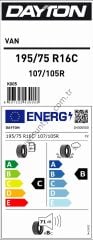 Dayton 195/75R16 C 107/105R Van C-B-71 Yaz Hafif Ticari Lastiği (Üretim Yılı: 2025)