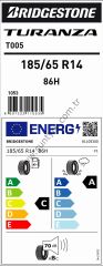 Bridgestone 185/65R14 86H T005 C-A-70 Yaz Oto Lastiği (Üretim Yılı: 2025)