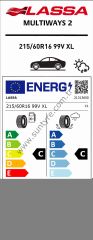 Lassa 215/60R16 99V Xl Multıways 2 C-C-70 4 Mevsim Suv Lastiği (Üretim Yılı: 2025)