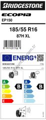 Bridgestone 185/55R16 87H Xl Ep150 B-B-70 Yaz Oto Lastiği (Üretim Yılı: 2024)