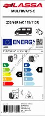 Lassa 235/65R16 C 8Pr 115/113R Multiways-C M+S C-B-74 4 Mevsim Hafif Ticari Lastiği (Üretim Yılı: 2025)