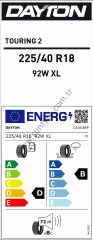 Dayton 225/40R18 92W Xl Tourıng 2 D-B-72 Yaz Oto Lastiği (Üretim Yılı: 2025)
