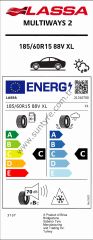 Lassa 185/60R15 88V Xl Multıways 2 C-C-70 4 Mevsim Oto Lastiği (Üretim Yılı: 2025)