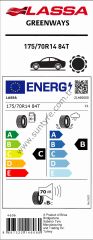 Lassa 175/70R14 84T Greenways C-B-70 Yaz Oto Lastiği (Üretim Yılı: 2025)