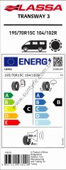 Lassa 195/70R15 C 104/102R Transway 3 C-B-69 Yaz Hafif Ticari Lastiği (Üretim Yılı: 2025)