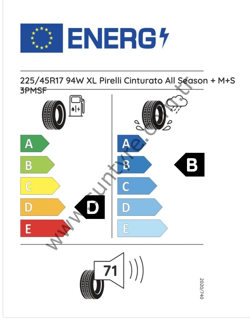Pirelli 225/45R17 94W Xl Cınturato All Season Plus D-B-71 4 Mevsim Oto Lastiği Üretim Tarihi 2024