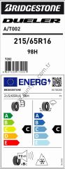 Bridgestone 215/65R16 98H Dueler A/T002 C-C-72 4 Mevsim Suv Lastiği (Üretim Yılı:2025)