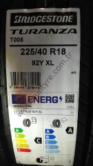 Bridgestone 225/40R18 T005 92Y Xl Tl Aud A3 War C-A-72 Yaz Oto Lastiği (Üretim Tarihi: 2024)