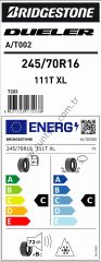 Bridgestone 245/70R16 111T Xl Dueler A/T002 C-C-72 4 Mevsim Suv Lastiği (Üretim Yılı:2025)