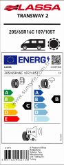 Lassa 205/65R16 C 8 Pr 107/105T Transway 2 B-C-71 Yaz Hafif Ticari Lastiği (Üretim Yılı:2025)