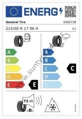 General 215/60R17 96H Tire Snow Grobber Plus M+s 3Pmsf E-C-72 Kış Suv Lastiği (Üretim Yılı:2024)
