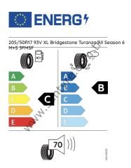Bridgestone 205/50R17 93V Xl Turanza All Season 6 C-B-70 4 Mevsim Oto Lastiği (Üretim Yılı: 2024)