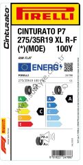 Pirelli 275/35R19 100Y Xl R-F Cınturato P7 * Moe C-A-70 Yaz Oto Lastiği (Üretim Yılı: 2025)