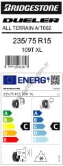 Bridgestone 235/75R15 109T Xl Dueler A/T002 C-C-72 4 Mevsim Suv Lastiği (Üretim Yılı: 2025)