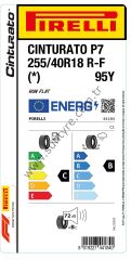Pirelli 255/40R18 95Y R-F * Cınturato P7 C-B-72 Yaz Oto Lastiği (Üretim Yılı: 2024)