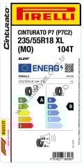 Pirelli 235/55R18 104T Xl Cınturato P7 P7C2 Mo Elt A-B-68 Yaz Oto Lastiği (Üretim Yılı: 2025)