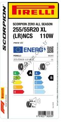 Pirelli 255/55R20 110W Xl Scorpıon Zero A/S Lr Ncs A-B-69 4 Mevsim Suv Lastiği (Üretim Yılı: 2025)