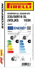 Pirelli 235/50R19 103H Xl Vol Ks Elt Scorpıon All Season Sf2 A-A-70 4 Mevsim Suv Lastiği (Üretim Yılı: 2025)