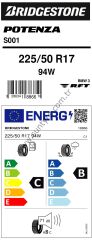 Bridgestone 225/50R17 94W Rft S001 * C-B-71 Yaz Oto Lastiği (Üretim Yılı: 2025)