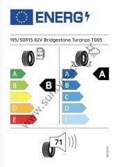 Bridgestone 195/50R15 82V T005 B-A-71 Yaz Oto Lastiği (Üretim Yılı: 2025)